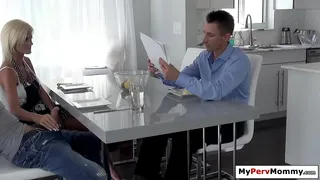 MyPervMommy.com - A perv milf is so horny and so she gives her stepson a blowjob while her husband is taking a nap.The stepmom removes her panties and lets him fuck her