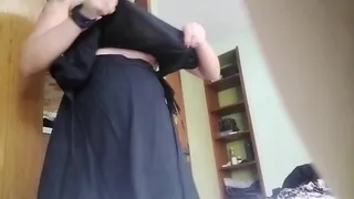 Spying on my stepsister's open pussy
