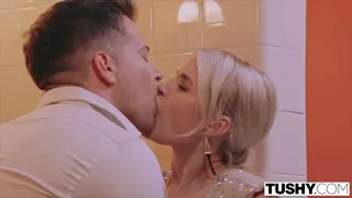 TUSHY Blonde babe Dped in threesome