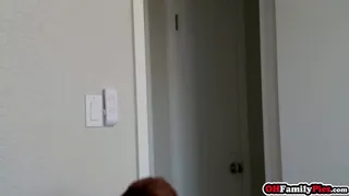 Skinny brunette teen step sister moaning on cock