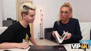 VIP4K. Russian tutor got some cum into her coffee. Hot sex with Malusha