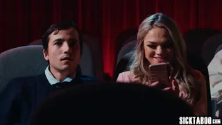 SickTaboo.com - Sexy babe Athena Faris swallowed partners huge and hard dick during movie in the cinema and rode it after blowjob and he liked her tight pussy