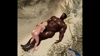 big black beach bull