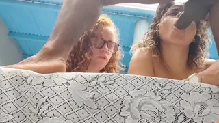 I went to my friend's house to sunbathe and her husband arrived naked and ate us both