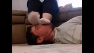 Stomping Slaves Face in Socks to Music