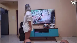 Naughty loves to blow and give me the ass when I'm watching TV
