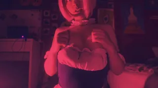 Ram rides a black dildo until orgasm