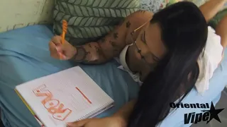 Naughty Japanese From Brazil Enjoying On Giant Cock Of Kidbengala