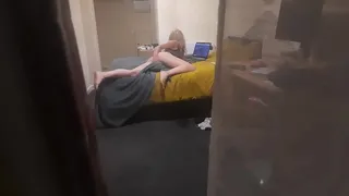 Spying on my neighbor having fun through the window