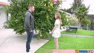 Petite teen shocked by the size of her new BFs cock