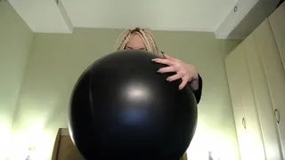 Blow big balloon and pop with long nails