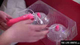 Watch her tease her nipples while she fingers her wet pussy
