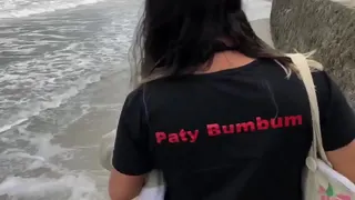 White cousin falling on her cousin's pole