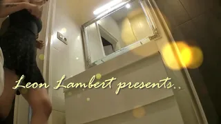 Hot Cute Super Sexy Blonde Slut does make up and striptease takes off panties under short shorts to flash her nice round ass and pussy