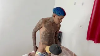 The skinny silicone neighbor couldn't wait to give her pussy to the young man
