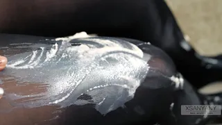 I play with whipped cream in a nylon bodysuit and shower later)