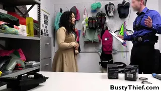 Beautiful brunette milf Brianna Bourbon tries to shoplift a bright Christmas lights but she was not successful and brought in the office to fuck.