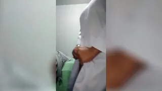 Dirty nurse in red panties playing with pussy