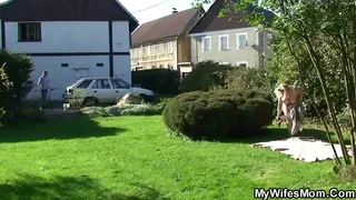 Wife caught her busty old m. riding his cock
