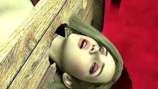 Girl in Wooden Handcuffs Is Taking a Giant Ork Cock
