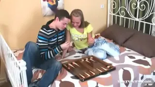 Fucking a skinny blonde at her house. 3d hentai