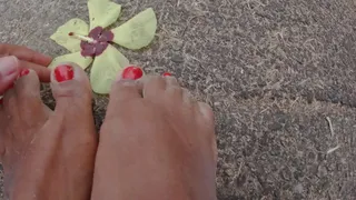 Walking down the street and on the beach barefoot getting your feet dirty - Foot fetish
