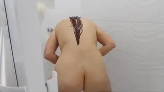 Maid takes shower and is recorded by amateur camera