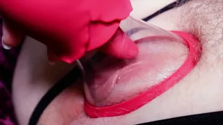 Roxy orgasming with a sucking and licking vibrator.