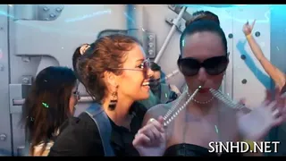 Soaking wet group oral-sex