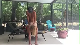 Young guy from Tinder fucks MILF out back