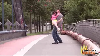 PublicSexDate - Horny Petite Teen Redhead gets her TIGHT Pussy Pounded Outside