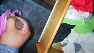 My step aunt's whore squirts in her panties spying on her drawer