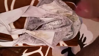 Cum on wife's dirty panties