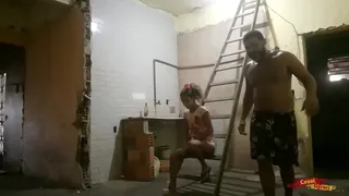 My stepfather didn't want to pay for the work on my room, I gave my ass to the builder