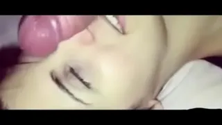 Girl sniffs stinky cock