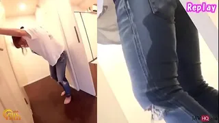 Pee Desperation in front of a bathroom - javhq.club