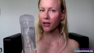 The horny blonde witch Maria pumps her cunt up with a penis pump