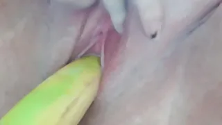 Big banana and little pink pussy