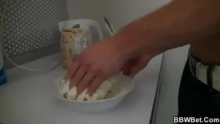BBW sex at the kitchen
