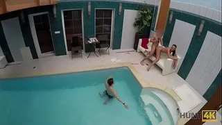 HUNT4K. Sex adventures in private swimming pool