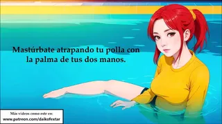 Instructions to masturbate with the hottest anime girl in the pool. Spanish voice.
