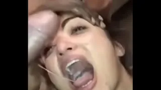 Cuckold wife swallowing a lot of