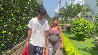 I cum on my pregnant neighbor's big nipples and she licks up all my milk.