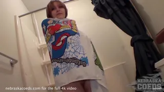 pretty girl showering