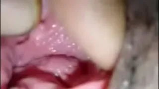 Licking a pretty girl's pussy until he cums in her mouth.