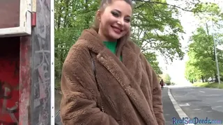 Cheap babe gets paid for public POV sex
