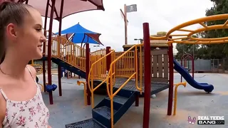 Real Teens - Brunette Teen Gives A Risky Blowjob In Public