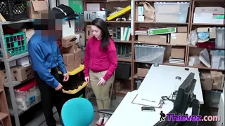 Teen prostitute was trying to steal sausages from the local grocery store so the good guy cop has come to provide her with a live one at Thievez