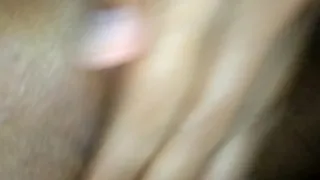 Spreading the pussy of a pretty girl, stuffing his cock in her clit until he cums in her pussy.