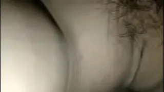 Spreading the pussy of a pretty girl, stuffing his cock in her clit until he squirts all over her pussy.